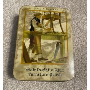 Vintage Saint's Satin Wax Furniture Polish Vintage 5 ounce Tin 1950's